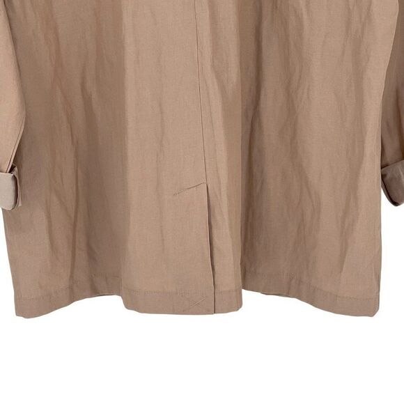 Eileen Fisher Bramble Boxy Crinkle Organic Cotton Steel Blazer Jacket Large Tan - Picture 14 of 15